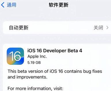 广南苹果手机维修分享iOS16 Beta4 更新内容及升级建议 