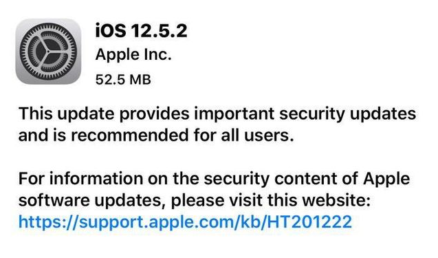 广南苹果手机维修分享iOS12.5.2发布，建议所有老苹果用户安装 